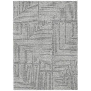 HomeRoots 5' Gray and Ivory Geometric Area Rug - Stylish, Machine Washable Indoor/Outdoor Design for Any Space 5' X 8' 600829
