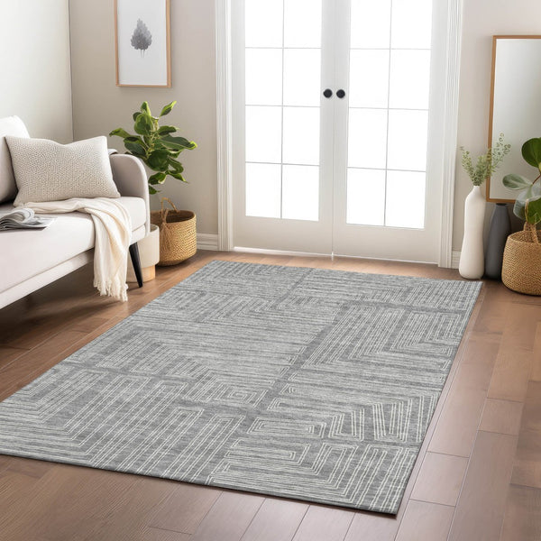 Homeroots 3' Beige And Ivory Geometric Washable Area Rug - Perfect For Indoor And Outdoor Spaces! 5' X 8' Polyester 600829