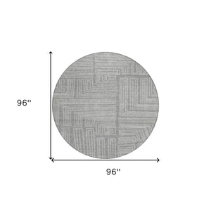 Homeroots 3' Beige And Ivory Geometric Washable Area Rug - Perfect For Indoor And Outdoor Spaces! 8' Round Polyester 600830