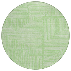 HomeRoots 5' Modern Mint Green and Ivory Geometric Area Rug – Durable, Washable for Indoor & Outdoor Use 8' Round 600836