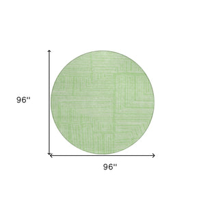 Homeroots 3' Beige And Ivory Geometric Washable Area Rug - Perfect For Indoor And Outdoor Spaces! 8' Round Polyester 600836