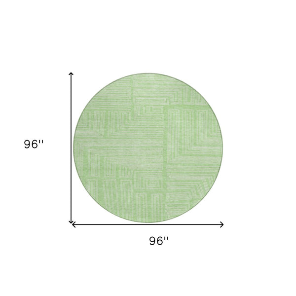 Homeroots 3' Beige And Ivory Geometric Washable Area Rug - Perfect For Indoor And Outdoor Spaces! 8' Round Polyester 600836