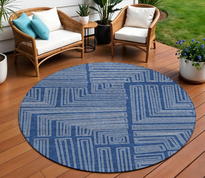 Homeroots 3' Beige And Ivory Geometric Washable Area Rug - Perfect For Indoor And Outdoor Spaces! 8' Round Polyester 600842