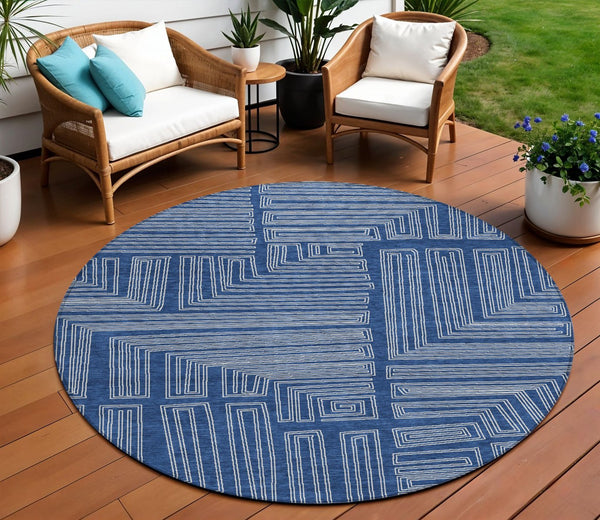 Homeroots 3' Beige And Ivory Geometric Washable Area Rug - Perfect For Indoor And Outdoor Spaces! 8' Round Polyester 600842