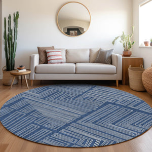Homeroots 3' Beige And Ivory Geometric Washable Area Rug - Perfect For Indoor And Outdoor Spaces! 8' Round Polyester 600842