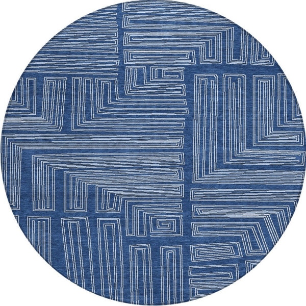 Homeroots 3' Beige And Ivory Geometric Washable Area Rug - Perfect For Indoor And Outdoor Spaces! 8' Round Polyester 600842