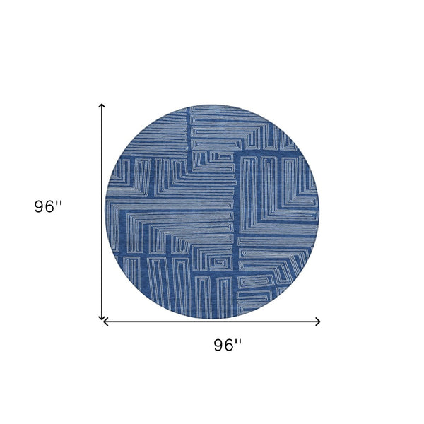 Homeroots 3' Beige And Ivory Geometric Washable Area Rug - Perfect For Indoor And Outdoor Spaces! 8' Round Polyester 600842