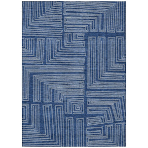 HomeRoots 5' Stylish Navy Blue and Ivory Geometric Indoor Outdoor Area Rug - Durable, Washable, Versatile Décor 10' X 14' 600845
