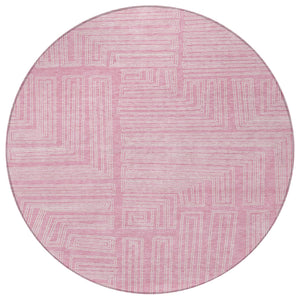 Homeroots 3' Beige And Ivory Geometric Washable Area Rug - Perfect For Indoor And Outdoor Spaces! 8' Round Polyester 600848