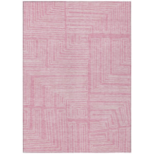 HomeRoots 5' Modern Pink and Ivory Geometric Area Rug - Durable, Washable, Perfect for Indoor and Outdoor Use 8' X 10' 600849