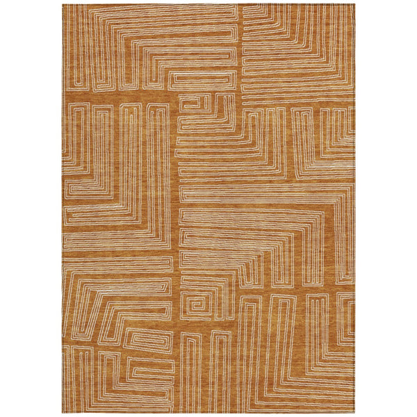 Homeroots 3' Beige And Ivory Geometric Washable Area Rug - Perfect For Indoor And Outdoor Spaces! 5' X 8' Polyester 600853