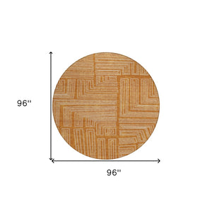 Homeroots 3' Beige And Ivory Geometric Washable Area Rug - Perfect For Indoor And Outdoor Spaces! 8' Round Polyester 600854