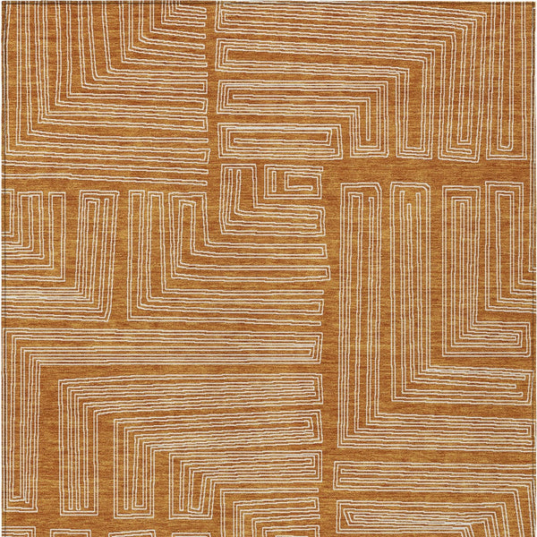 Homeroots 3' Beige And Ivory Geometric Washable Area Rug - Perfect For Indoor And Outdoor Spaces! 8' X 10' Polyester 600855