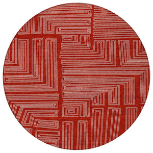 Homeroots 3' Beige And Ivory Geometric Washable Area Rug - Perfect For Indoor And Outdoor Spaces! 8' Round Polyester 600860