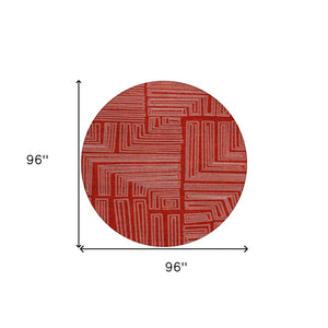 Homeroots 3' Beige And Ivory Geometric Washable Area Rug - Perfect For Indoor And Outdoor Spaces! 8' Round Polyester 600860