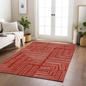 Homeroots 3' Beige And Ivory Geometric Washable Area Rug - Perfect For Indoor And Outdoor Spaces! 9' X 12' Polyester 600862