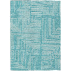 HomeRoots 5' Refresh Your Space with a Stylish Turquoise and Ivory Geometric Washable Area Rug for Indoors Outdoors 5' X 8' 600865