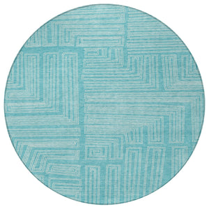 Homeroots 3' Beige And Ivory Geometric Washable Area Rug - Perfect For Indoor And Outdoor Spaces! 8' Round Polyester 600866