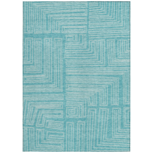Homeroots 3' Beige And Ivory Geometric Washable Area Rug - Perfect For Indoor And Outdoor Spaces! 9' X 12' Polyester 600868