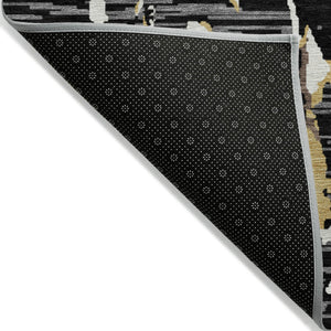 Homeroots 3' Striped Artichoke Green And Beige Washable Area Rug For Indoor And Outdoor Spaces 3' X 5' Polyester 600876