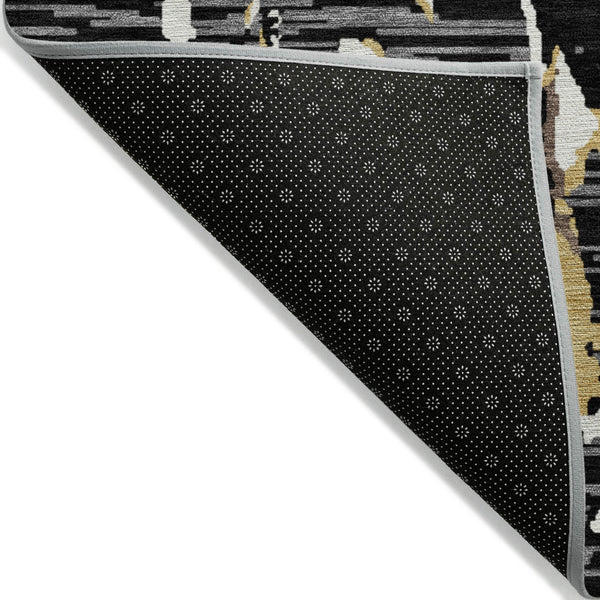 Homeroots 3' Striped Artichoke Green And Beige Washable Area Rug For Indoor And Outdoor Spaces 5' X 8' Polyester 600877