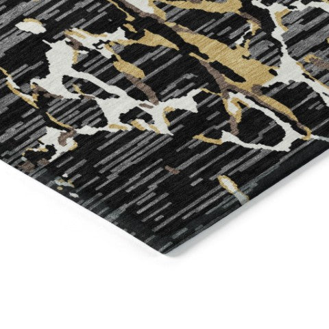 Homeroots 3' Striped Artichoke Green And Beige Washable Area Rug For Indoor And Outdoor Spaces 5' X 8' Polyester 600877