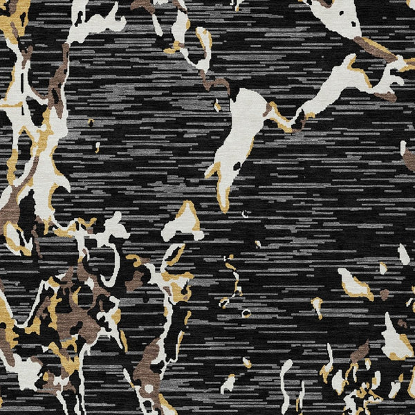 Homeroots 3' Striped Artichoke Green And Beige Washable Area Rug For Indoor And Outdoor Spaces 5' X 8' Polyester 600877