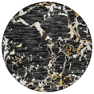 Homeroots 3' Striped Artichoke Green And Beige Washable Area Rug For Indoor And Outdoor Spaces 8' Round Polyester 600878