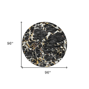 Homeroots 3' Striped Artichoke Green And Beige Washable Area Rug For Indoor And Outdoor Spaces 8' Round Polyester 600878