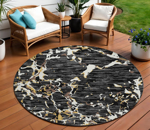 Homeroots 3' Striped Artichoke Green And Beige Washable Area Rug For Indoor And Outdoor Spaces 8' Round Polyester 600878