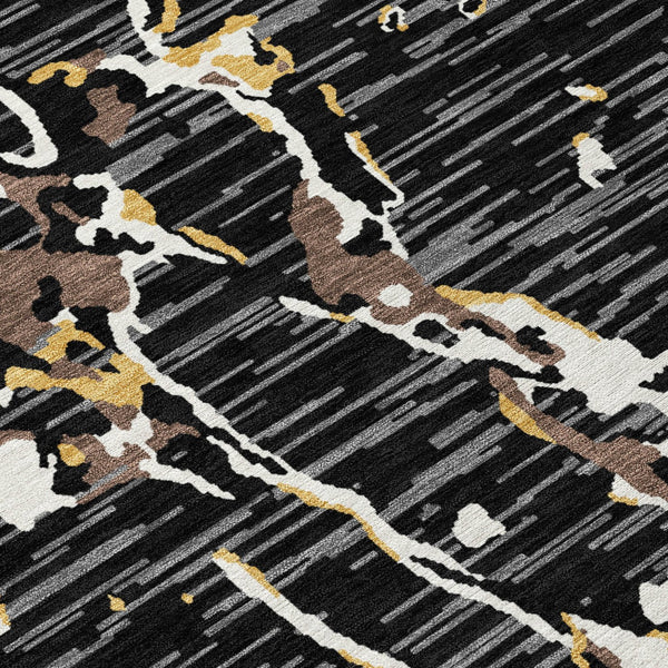 Homeroots 3' Striped Artichoke Green And Beige Washable Area Rug For Indoor And Outdoor Spaces 8' X 10' Polyester 600879