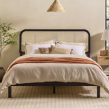 Queen Platform Bed with Rattan Headboard Insert Black NRUB5CBL Walker Edison