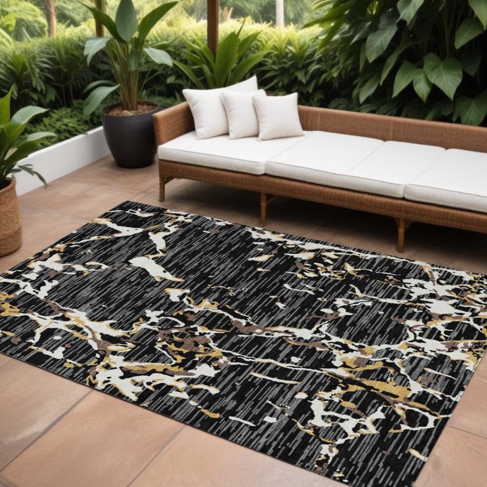 HomeRoots 9' X 12' Washable Indoor Outdoor Area Rug - Durable Striped Design for High-Traffic Spaces & Style 600880