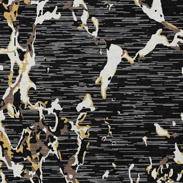 Homeroots 3' Striped Artichoke Green And Beige Washable Area Rug For Indoor And Outdoor Spaces 9' X 12' Polyester 600880