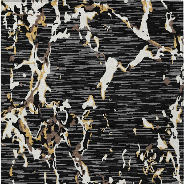 Homeroots 3' Striped Artichoke Green And Beige Washable Area Rug For Indoor And Outdoor Spaces 10' X 14' Polyester 600881