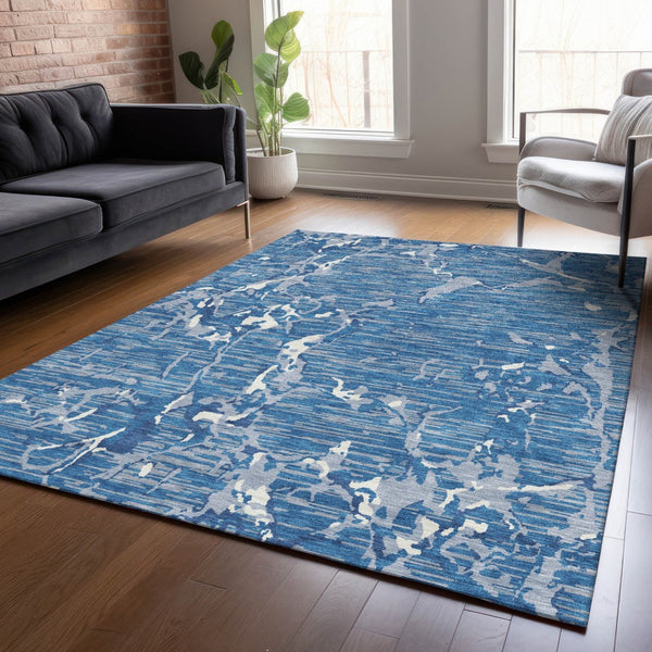 Homeroots 3' Striped Artichoke Green And Beige Washable Area Rug For Indoor And Outdoor Spaces 3' X 5' Polyester 600882