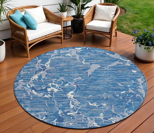 Homeroots 3' Striped Artichoke Green And Beige Washable Area Rug For Indoor And Outdoor Spaces 8' Round Polyester 600884