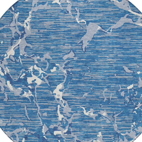 Homeroots 3' Striped Artichoke Green And Beige Washable Area Rug For Indoor And Outdoor Spaces 8' Round Polyester 600884