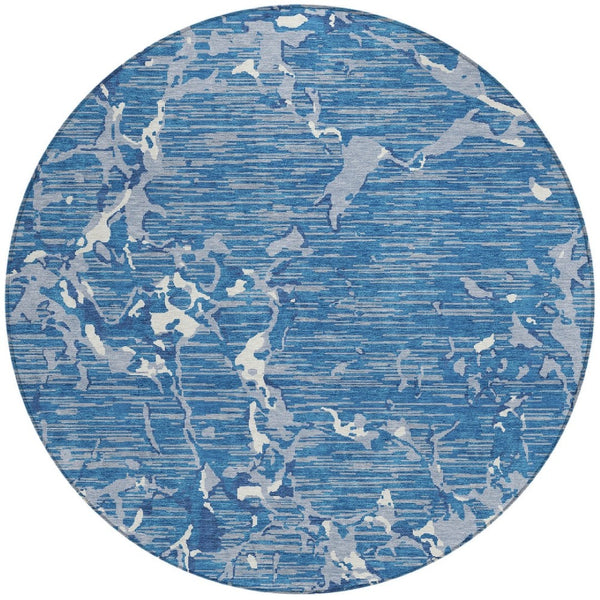 Homeroots 3' Striped Artichoke Green And Beige Washable Area Rug For Indoor And Outdoor Spaces 8' Round Polyester 600884