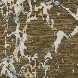 Homeroots 3' Striped Artichoke Green And Beige Washable Area Rug For Indoor And Outdoor Spaces 8' X 10' Polyester 600891