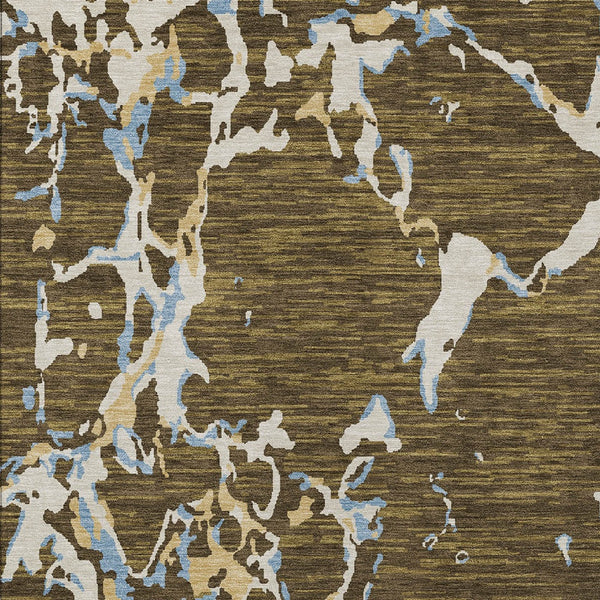 Homeroots 3' Striped Artichoke Green And Beige Washable Area Rug For Indoor And Outdoor Spaces 8' X 10' Polyester 600891