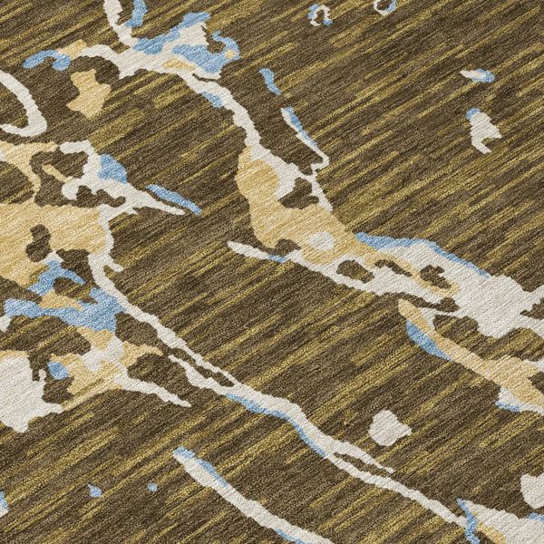 Homeroots 3' Striped Artichoke Green And Beige Washable Area Rug For Indoor And Outdoor Spaces 8' X 10' Polyester 600891