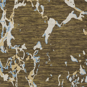 Homeroots 3' Striped Artichoke Green And Beige Washable Area Rug For Indoor And Outdoor Spaces 9' X 12' Polyester 600892