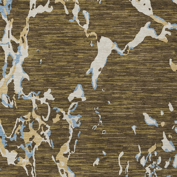 Homeroots 3' Striped Artichoke Green And Beige Washable Area Rug For Indoor And Outdoor Spaces 9' X 12' Polyester 600892