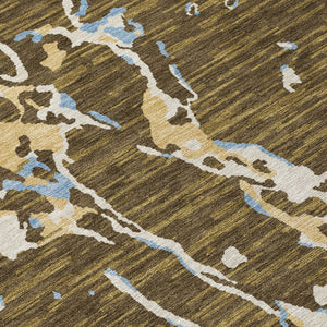 Homeroots 3' Striped Artichoke Green And Beige Washable Area Rug For Indoor And Outdoor Spaces 9' X 12' Polyester 600892