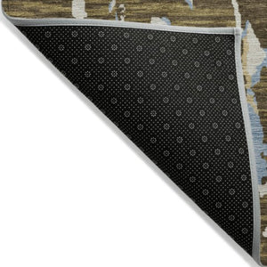 Homeroots 3' Striped Artichoke Green And Beige Washable Area Rug For Indoor And Outdoor Spaces 10' X 14' Polyester 600893