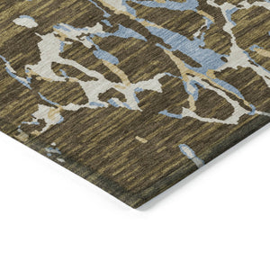 Homeroots 3' Striped Artichoke Green And Beige Washable Area Rug For Indoor And Outdoor Spaces 10' X 14' Polyester 600893