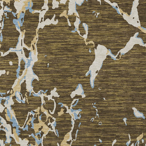 Homeroots 3' Striped Artichoke Green And Beige Washable Area Rug For Indoor And Outdoor Spaces 10' X 14' Polyester 600893