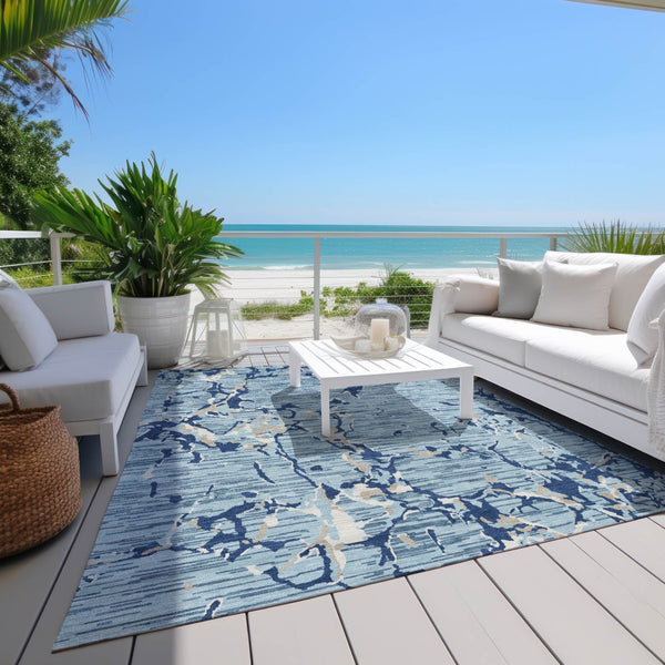 Homeroots 3' Striped Artichoke Green And Beige Washable Area Rug For Indoor And Outdoor Spaces 3' X 5' Polyester 600894