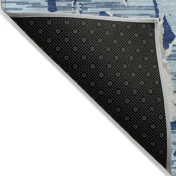 Homeroots 3' Striped Artichoke Green And Beige Washable Area Rug For Indoor And Outdoor Spaces 5' X 8' Polyester 600895